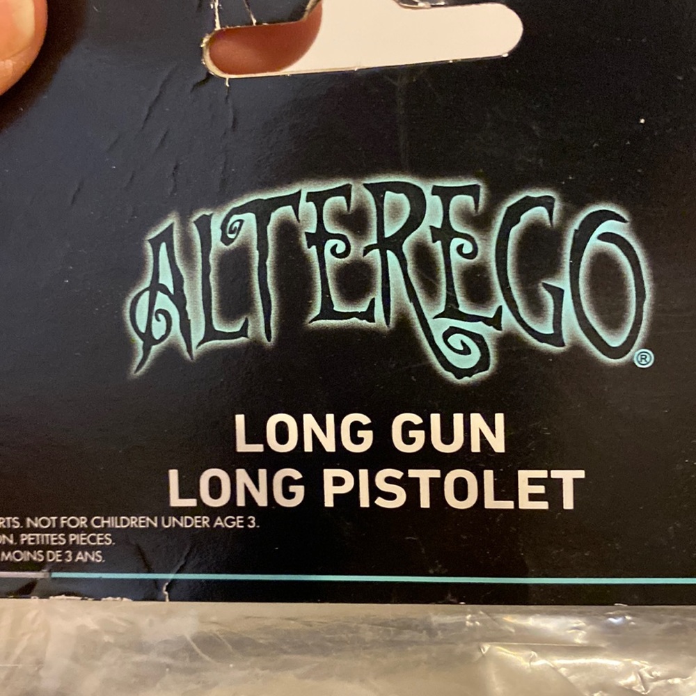 Plastic gun prop for Halloween costume. Old fashion style.
